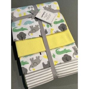 Carter’s 4 Pk Baby Boy Receiving Blankets Safari Animals Stripes Cotton New Gift
